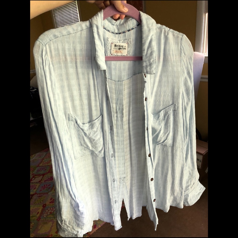 Light Thin Denim Button Down